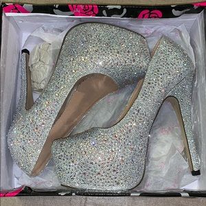 Rhinestone covered platform heels
